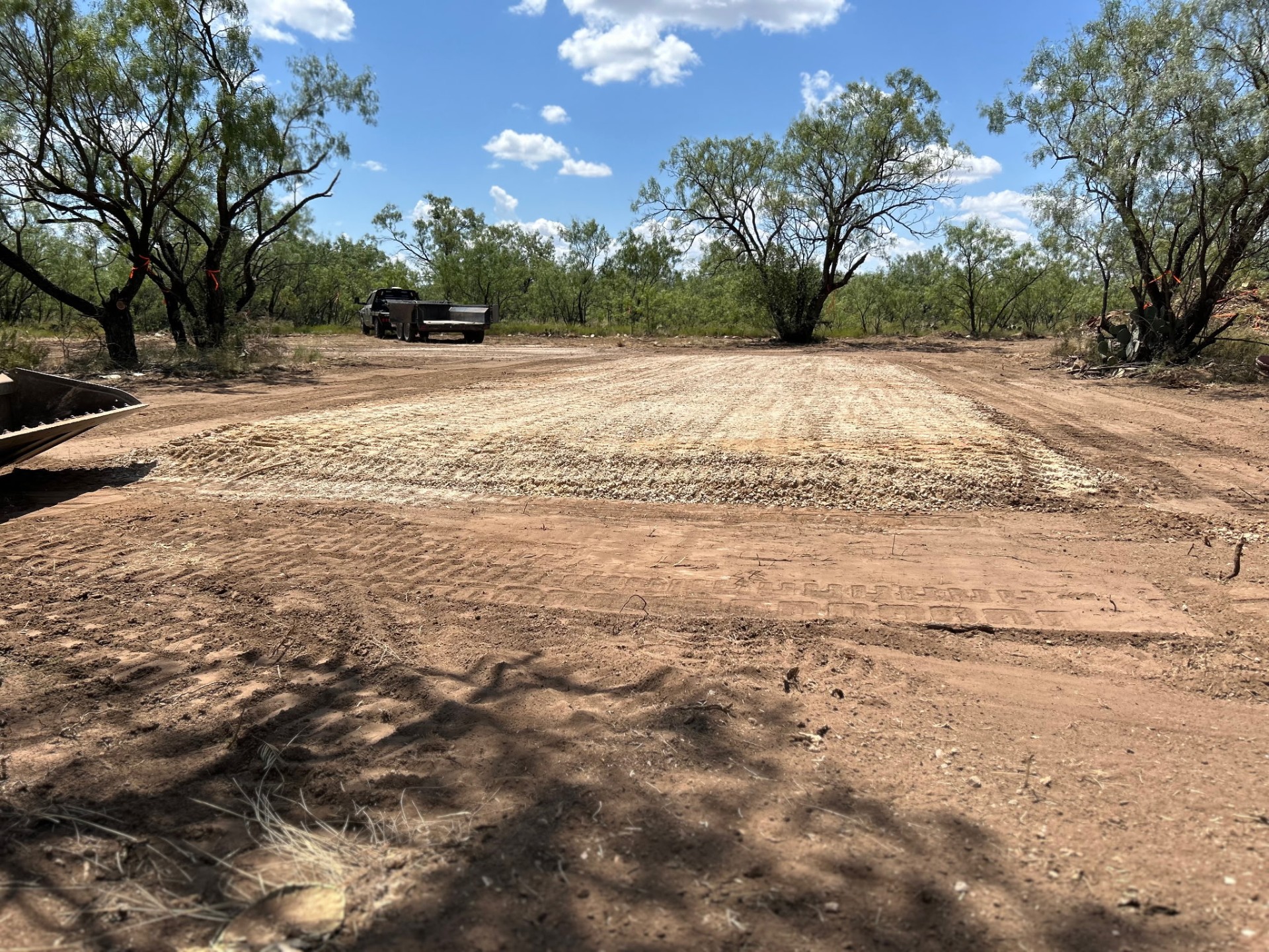 Leveled and compacted house pad built near Abilene, TX
